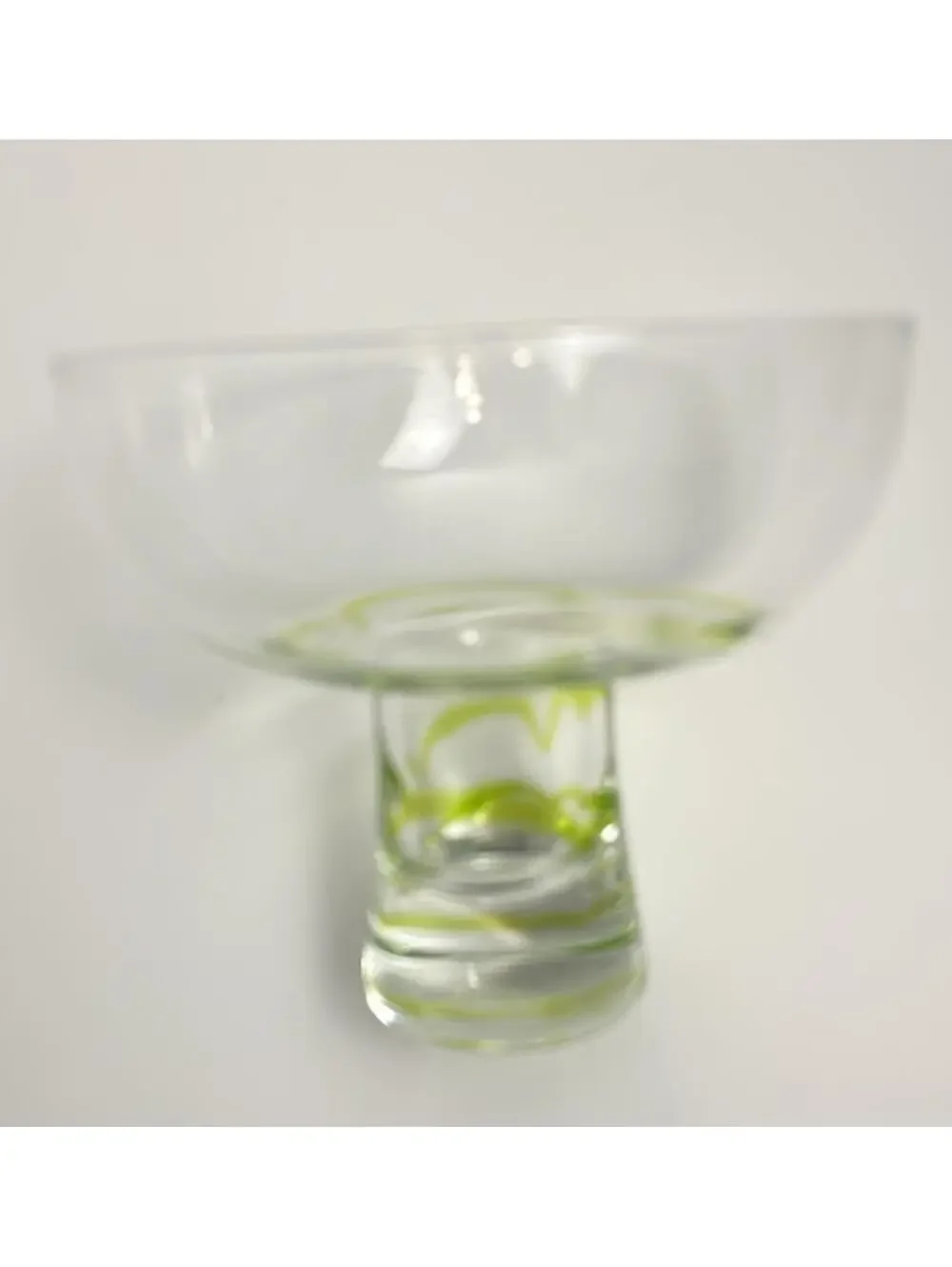 Pier 1 Mouth Blown Margarita Glass wirh Lovely Green Swirl on Stem and Bowl.